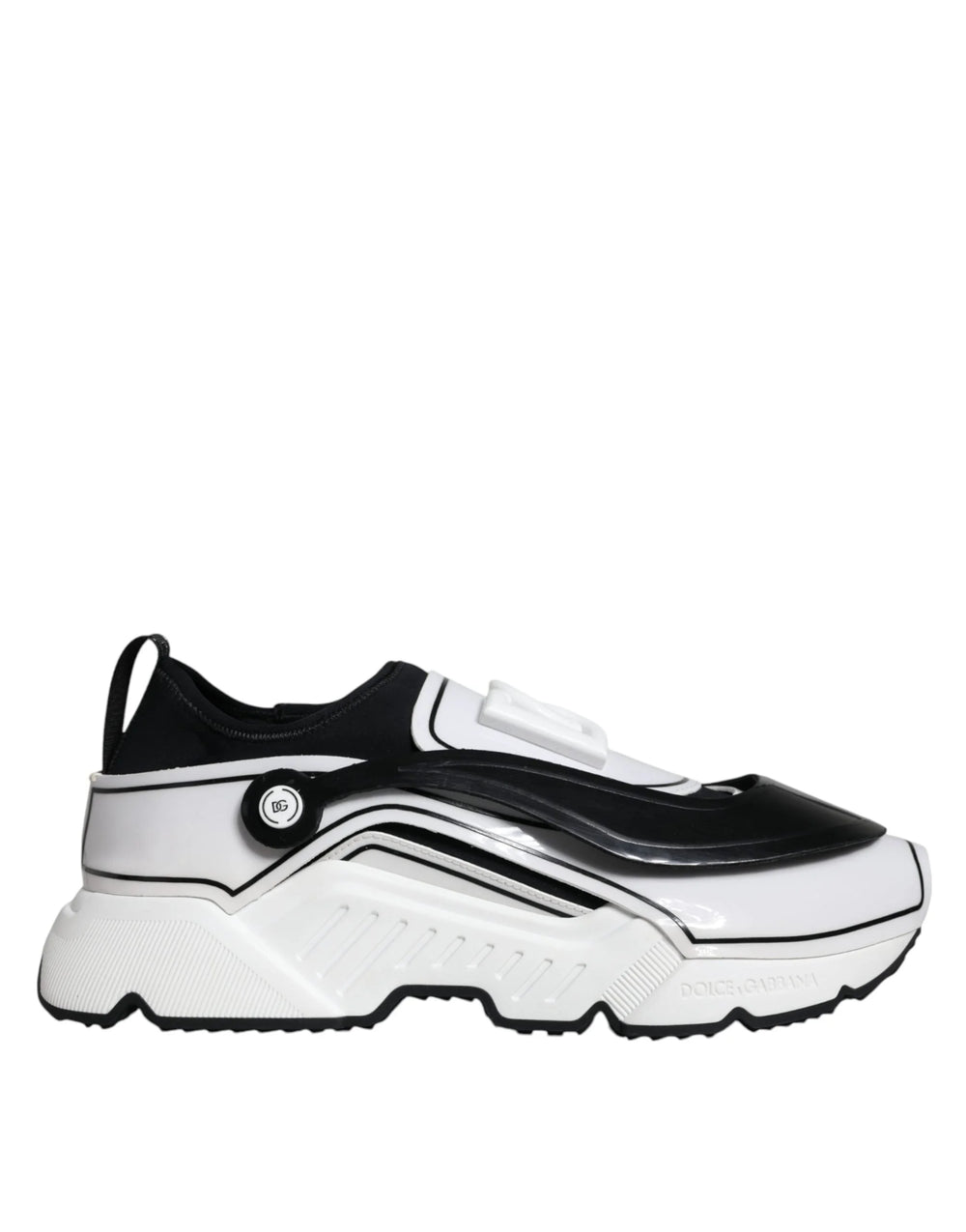 Dolce & Gabbana White Black Logo Plaque Daymaster Sneakers Shoes - EU39/US6