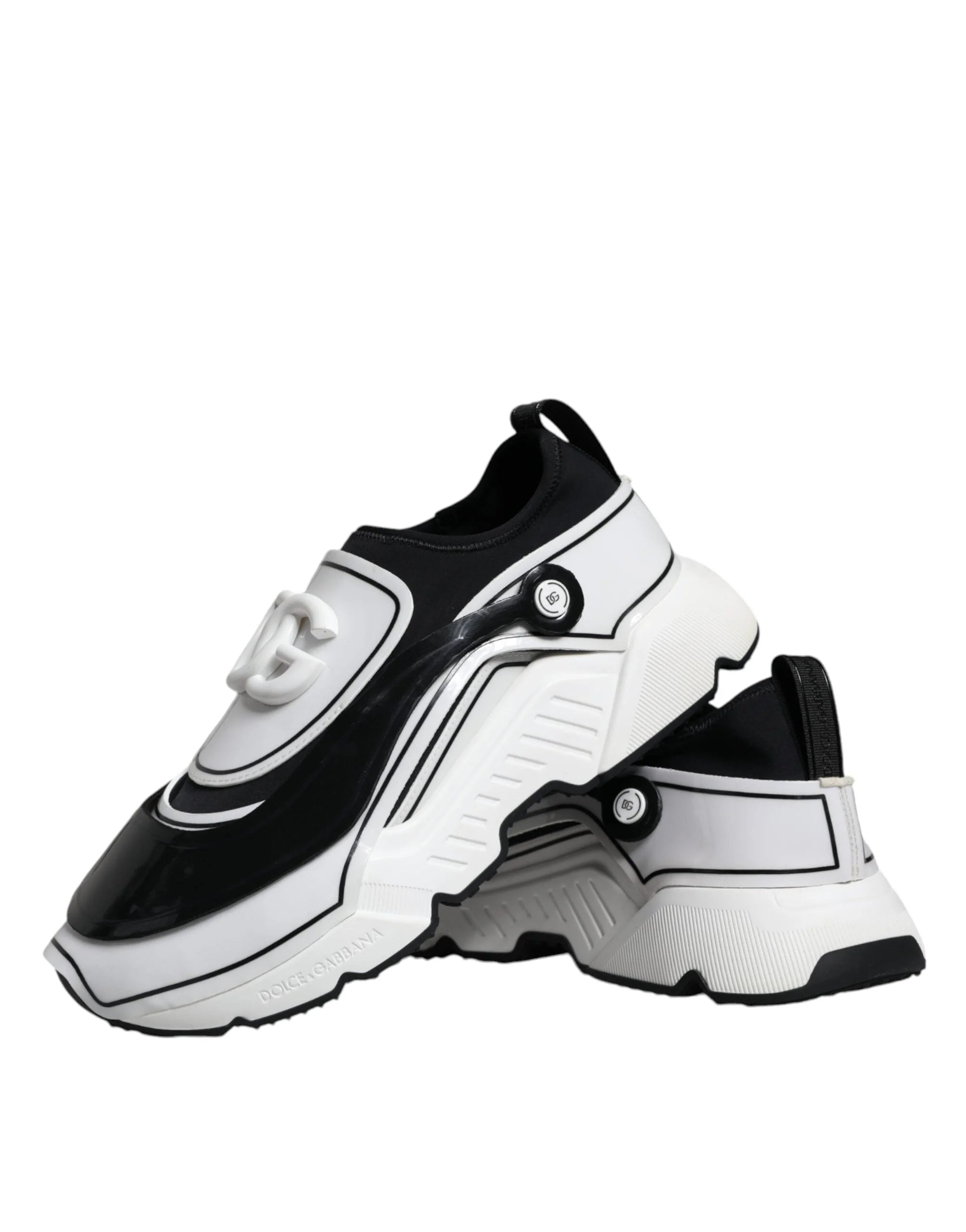 Dolce & Gabbana White Black Logo Plaque Daymaster Sneakers Shoes - EU39/US6