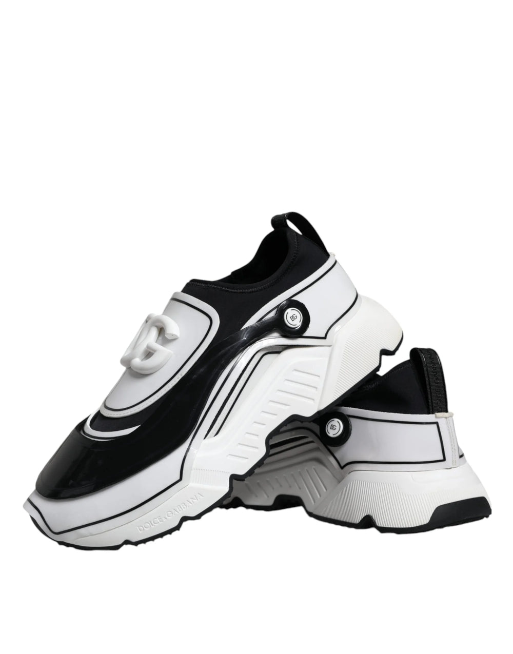 Dolce & Gabbana White Black Logo Plaque Daymaster Sneakers Shoes - EU39/US6