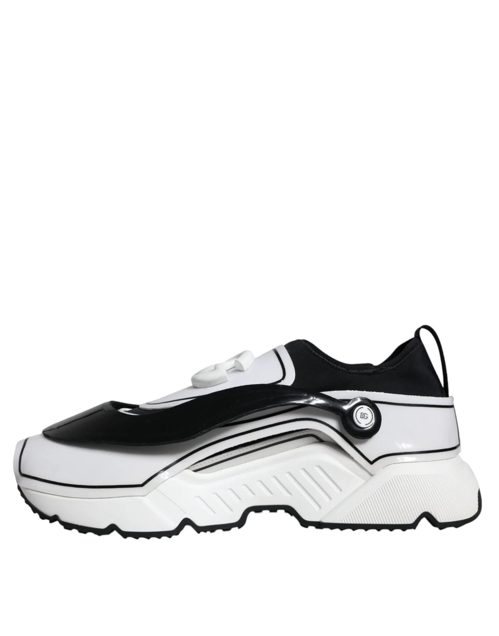 Dolce & Gabbana White Black Logo Plaque Daymaster Sneakers Shoes - EU39/US6