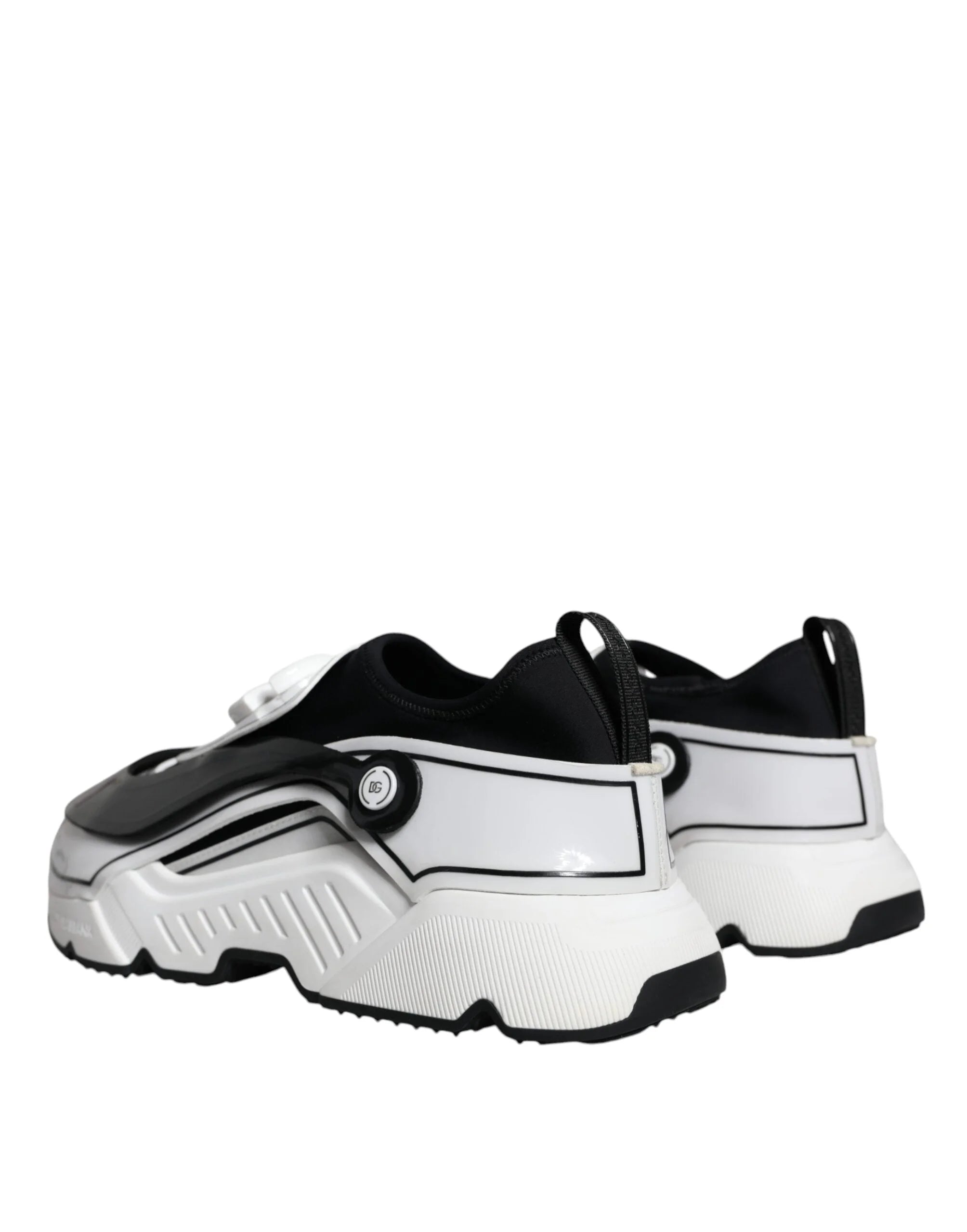 Dolce & Gabbana White Black Logo Plaque Daymaster Sneakers Shoes - EU39/US6
