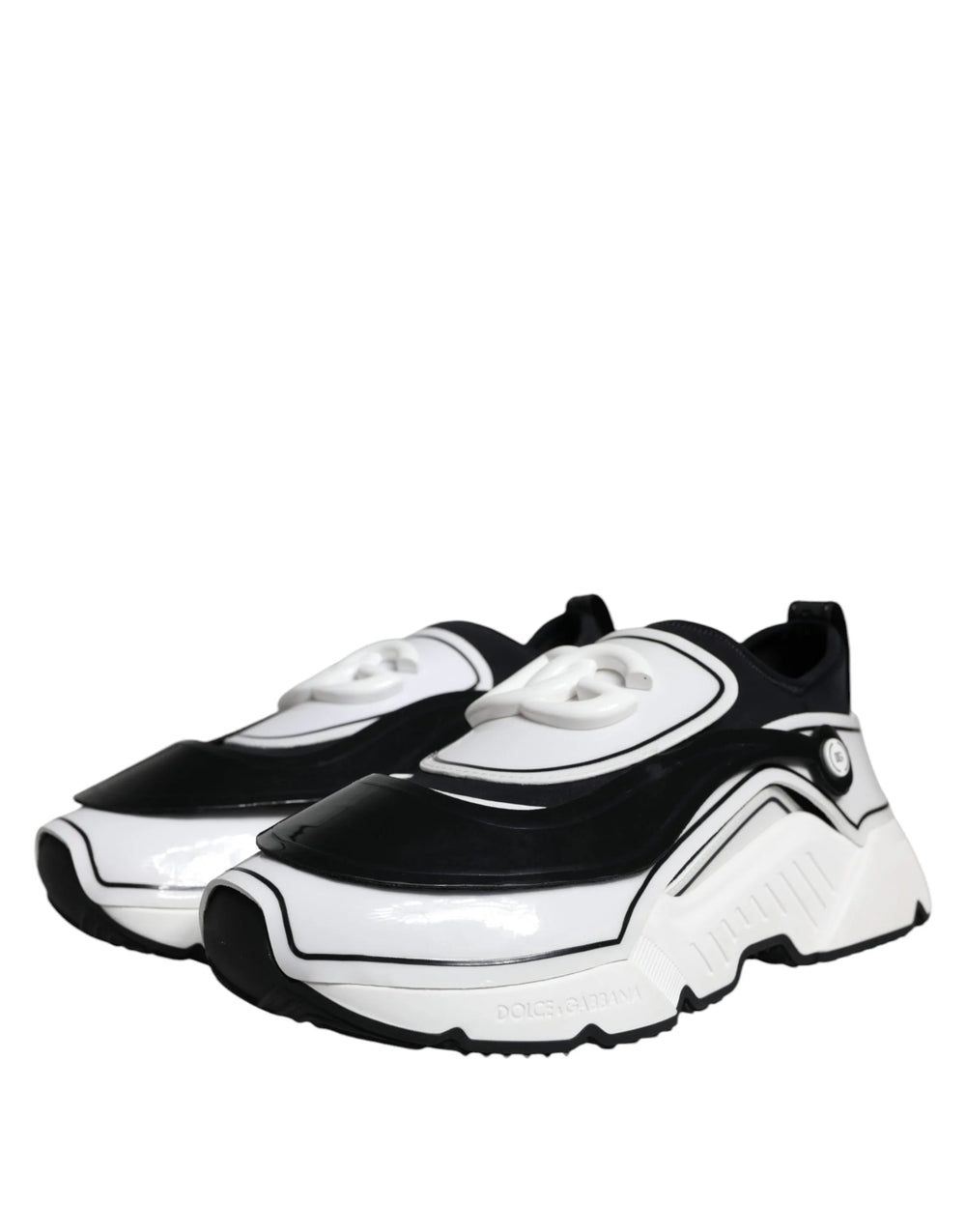 Dolce & Gabbana White Black Logo Plaque Daymaster Sneakers Shoes - EU39/US6