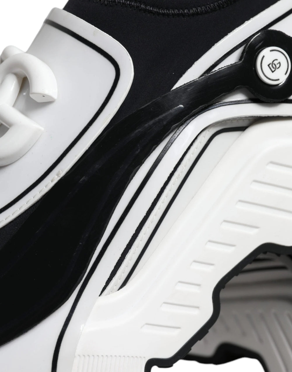 Dolce & Gabbana White Black Logo Plaque Daymaster Sneakers Shoes - EU39/US6 - Sneakers