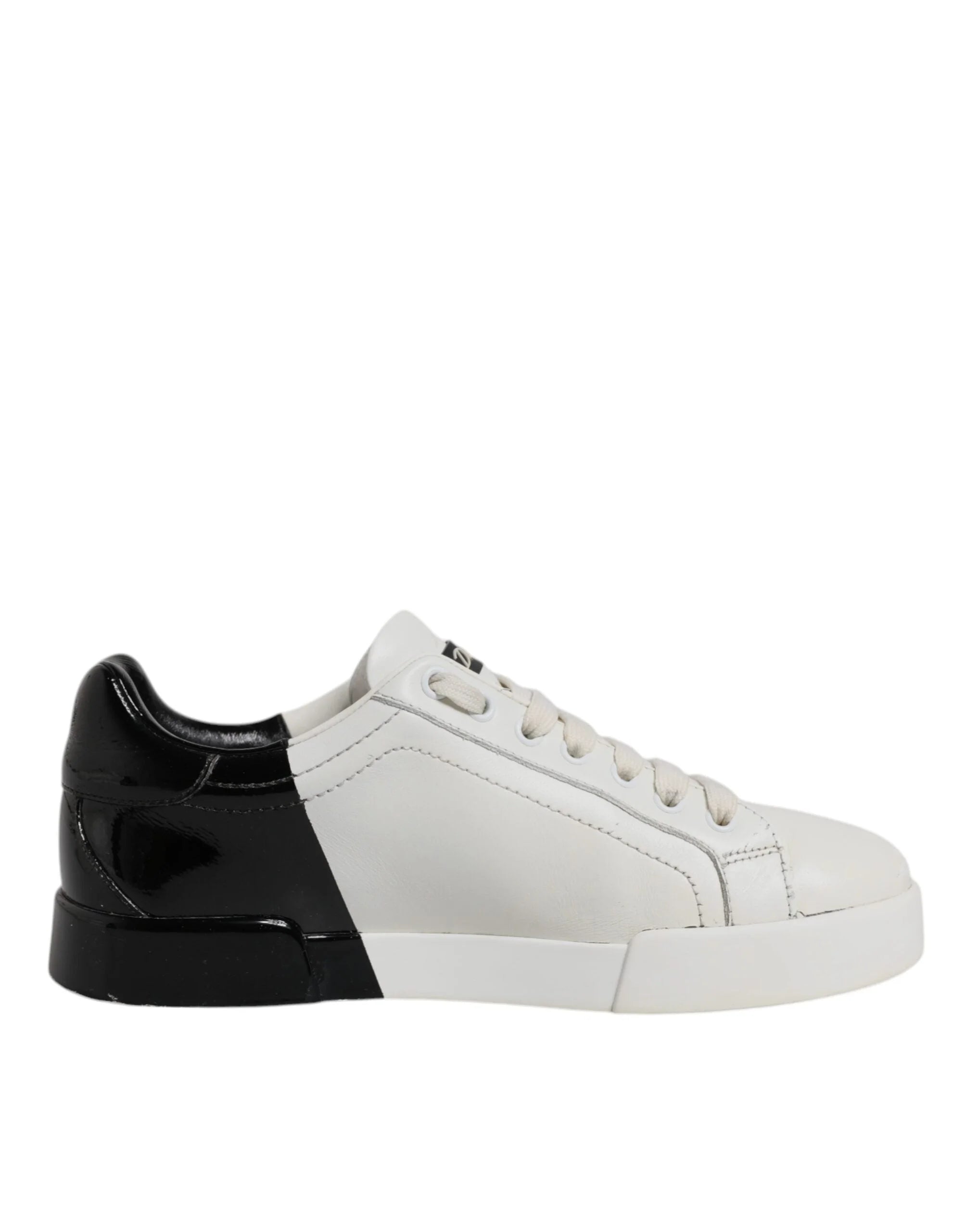 Dolce & Gabbana White Black Logo Portofino Men Sneaker Shoes - EU39.5/US6.5 - Sneakers