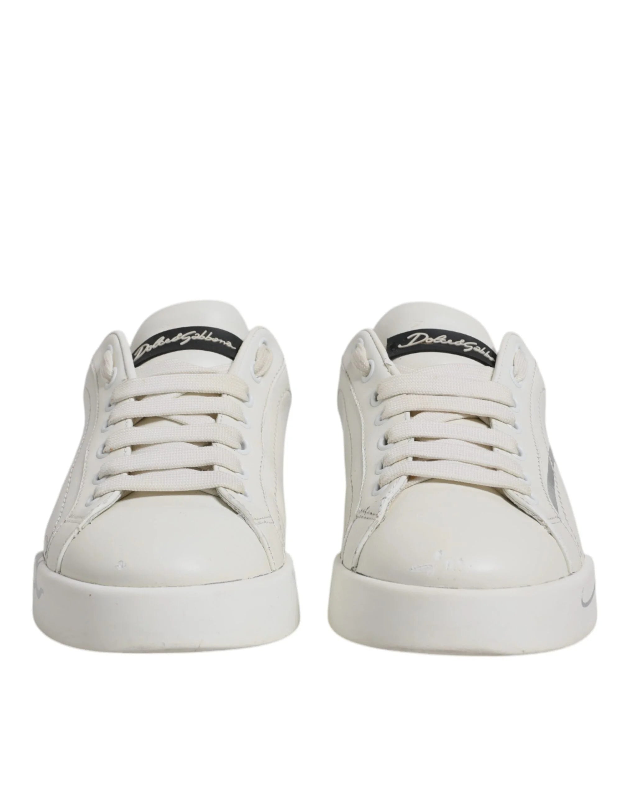 Dolce & Gabbana White Black Logo Portofino Men Sneaker Shoes - EU39.5/US6.5 - Sneakers