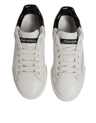 Dolce & Gabbana White Black Logo Portofino Men Sneaker Shoes - EU39.5/US6.5 - Sneakers