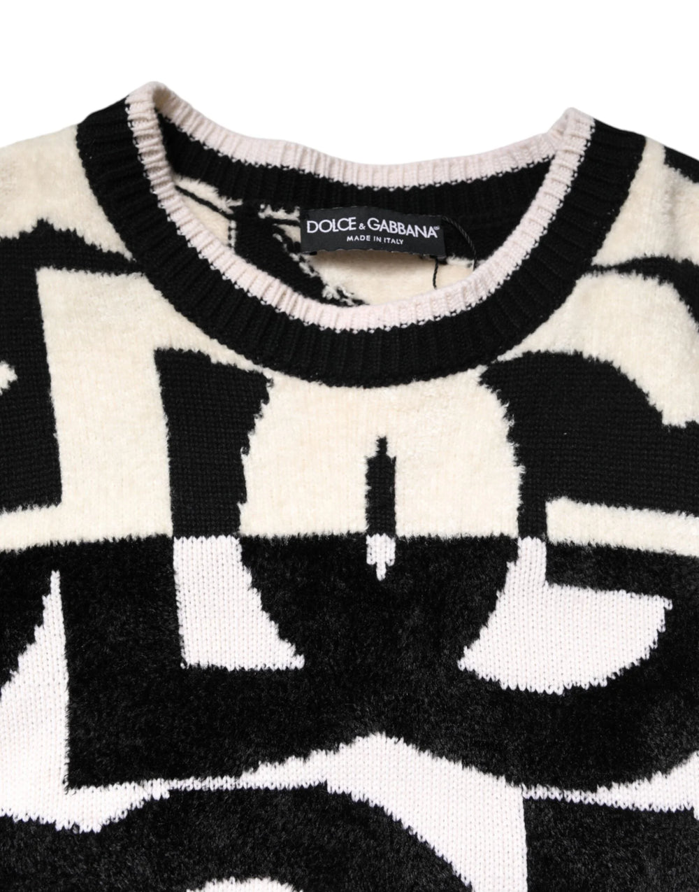 Dolce & Gabbana White Black Logo Print Women Pullover Sweater - IT40|S - Sweaters