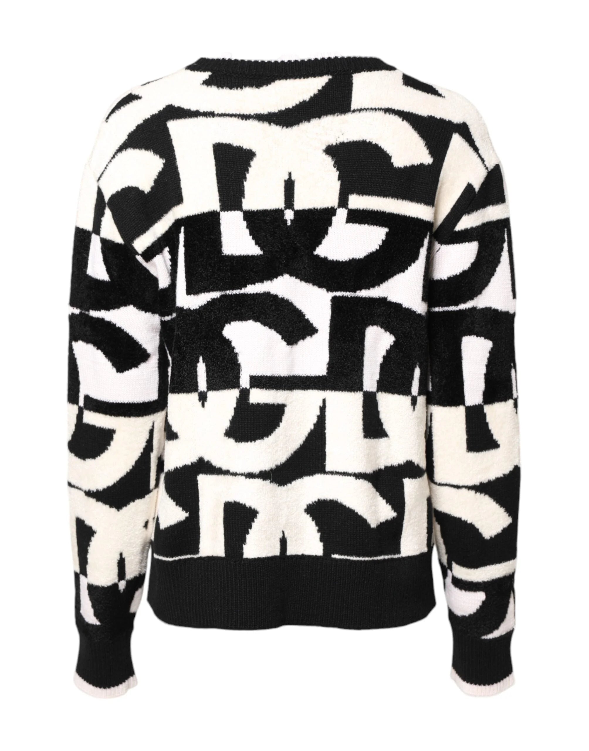 Dolce & Gabbana White Black Logo Print Women Pullover Sweater - IT40|S - Sweaters
