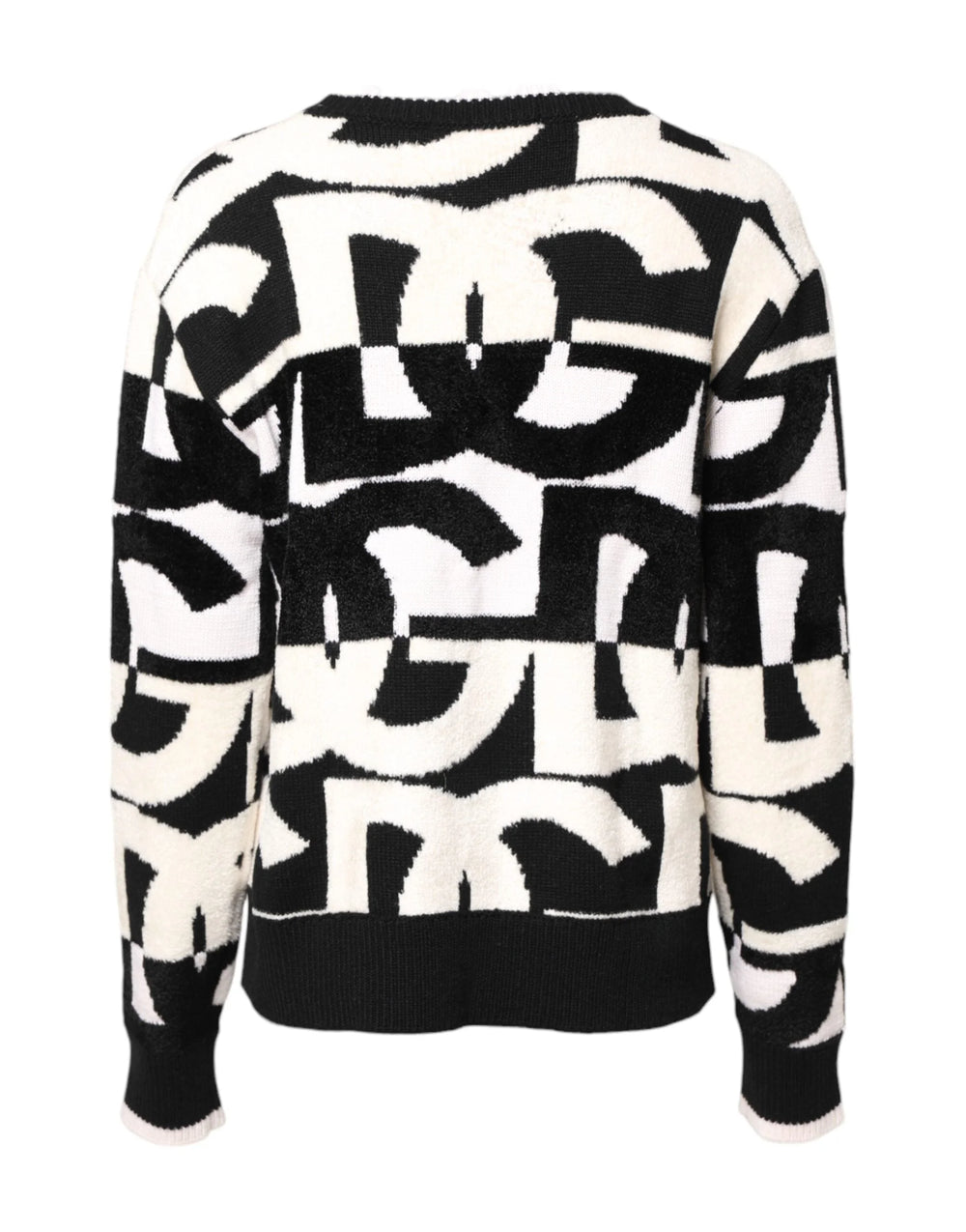 Dolce & Gabbana White Black Logo Print Women Pullover Sweater - IT40|S - Sweaters