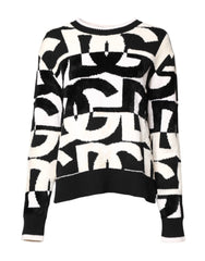 Dolce & Gabbana White Black Logo Print Women Pullover Sweater - IT40|S - Sweaters