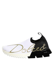 Dolce & Gabbana White Black Low Top Sorrento Sneakers Shoes - Sneakers