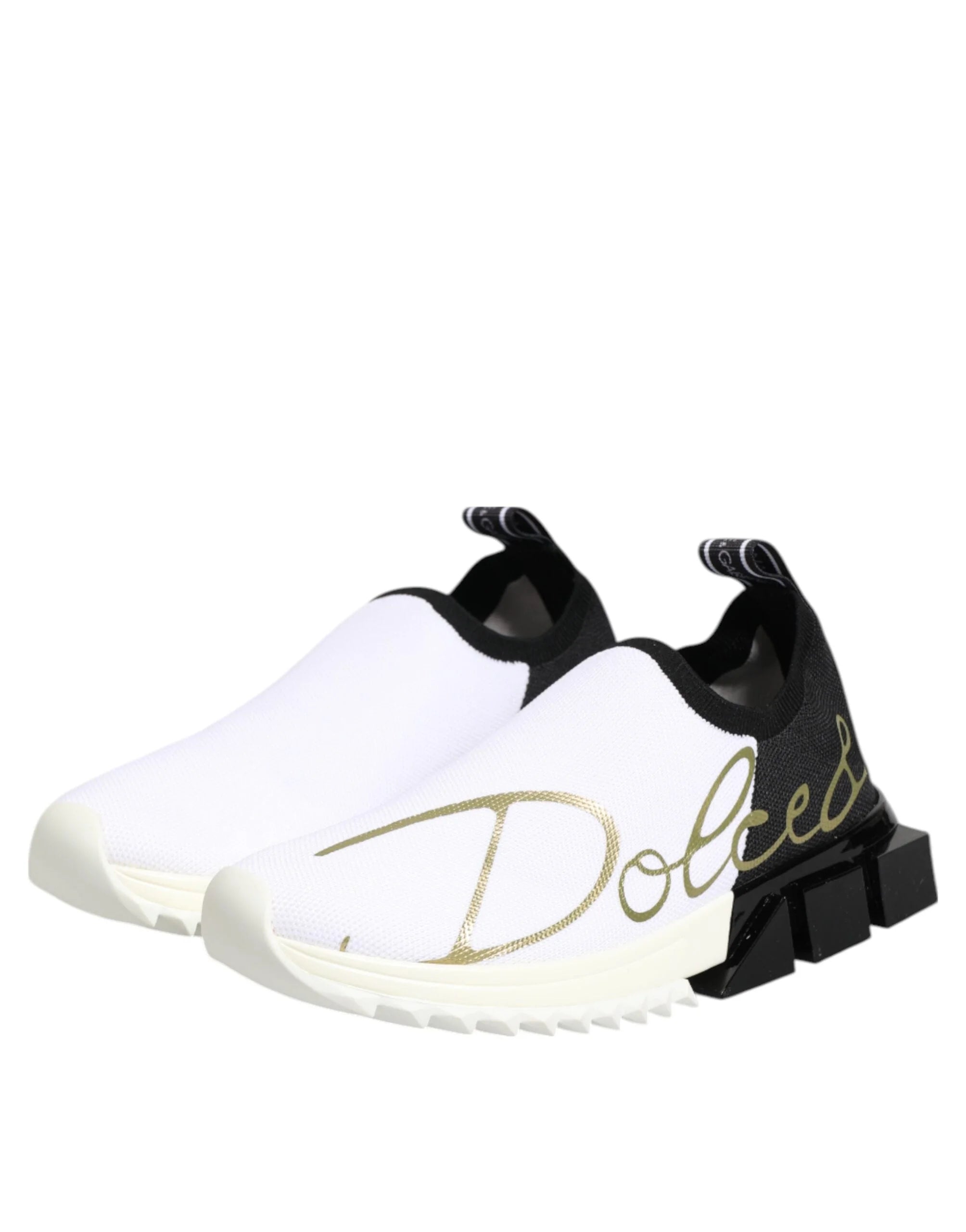 Dolce & Gabbana White Black Low Top Sorrento Sneakers Shoes - Sneakers