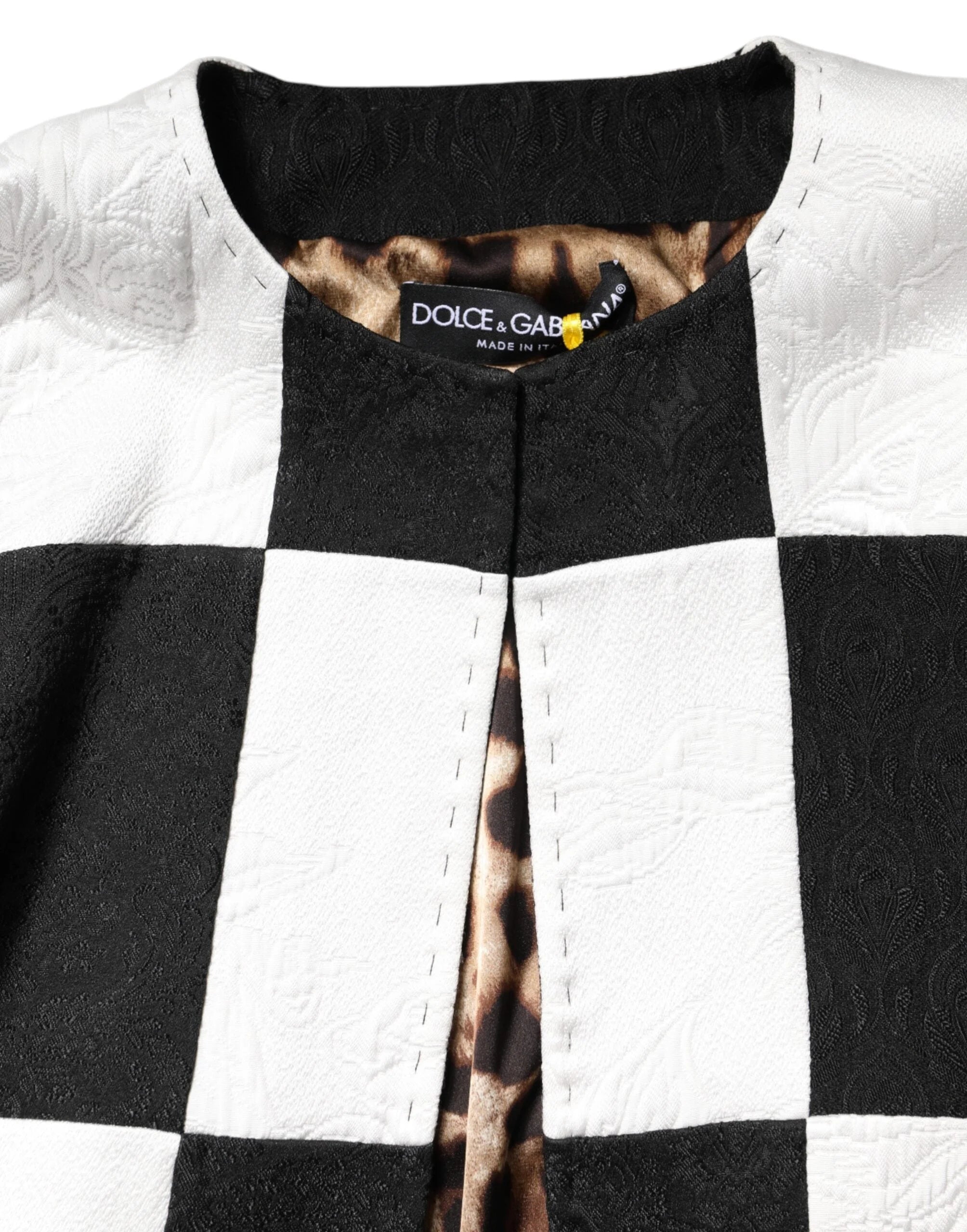 Dolce & Gabbana White Black Patchwork Jacquard Blazer Jacket - Sport Jackets