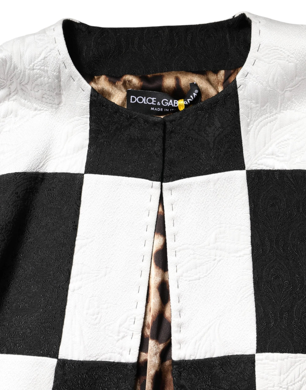 Dolce & Gabbana White Black Patchwork Jacquard Blazer Jacket - Sport Jackets
