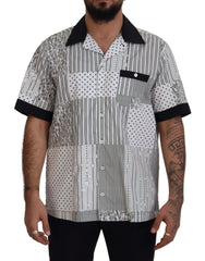 Dolce & Gabbana White Black Patterned Button Down Shirt - IT40 | M - Shirts