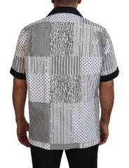 Dolce & Gabbana White Black Patterned Button Down Shirt - IT40 | M - Shirts