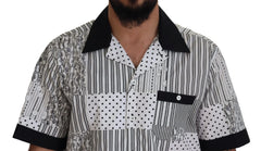 Dolce & Gabbana White Black Patterned Button Down Shirt - IT40 | M - Shirts