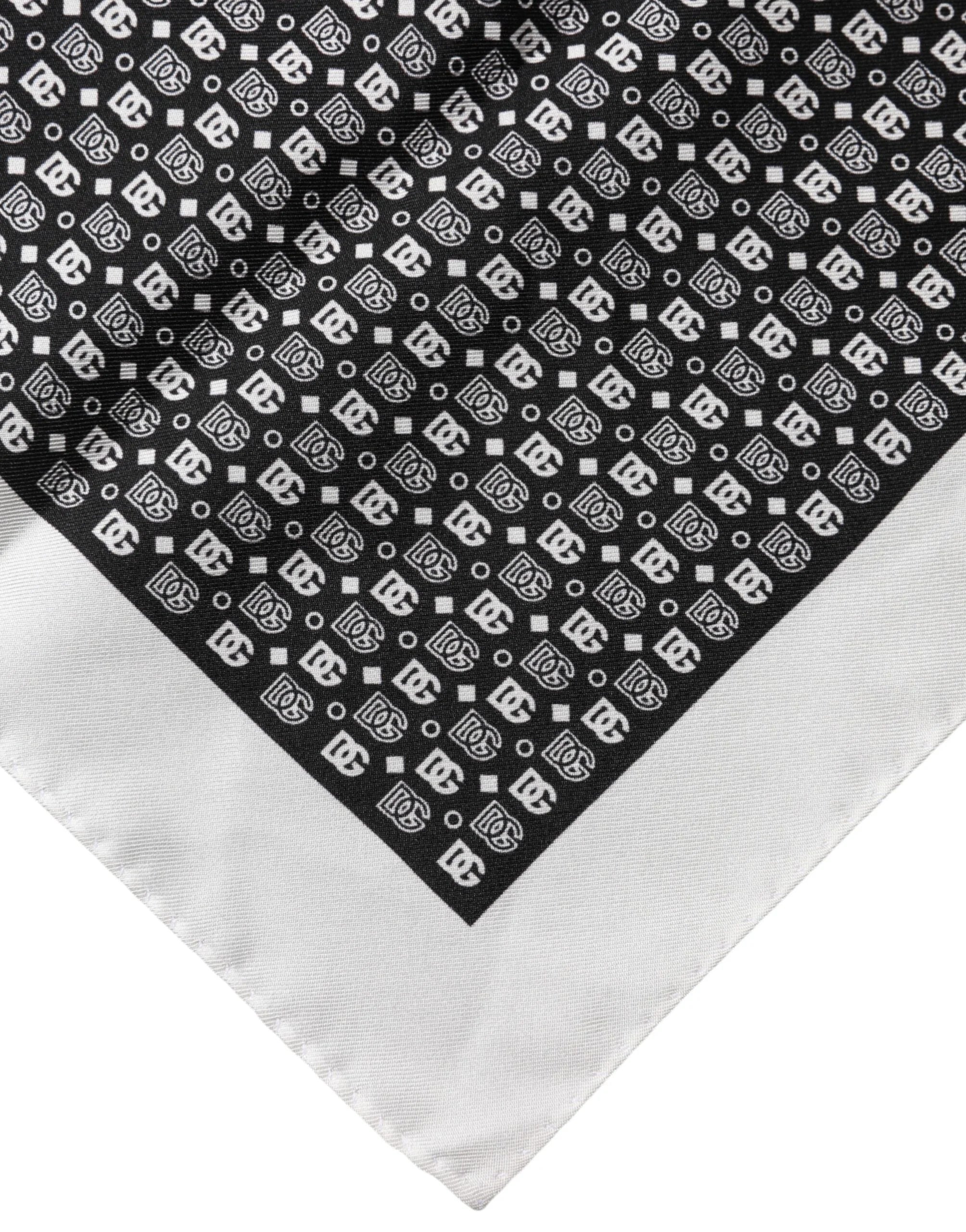 Dolce & Gabbana White Black Patterned Square Foulard Scarf
