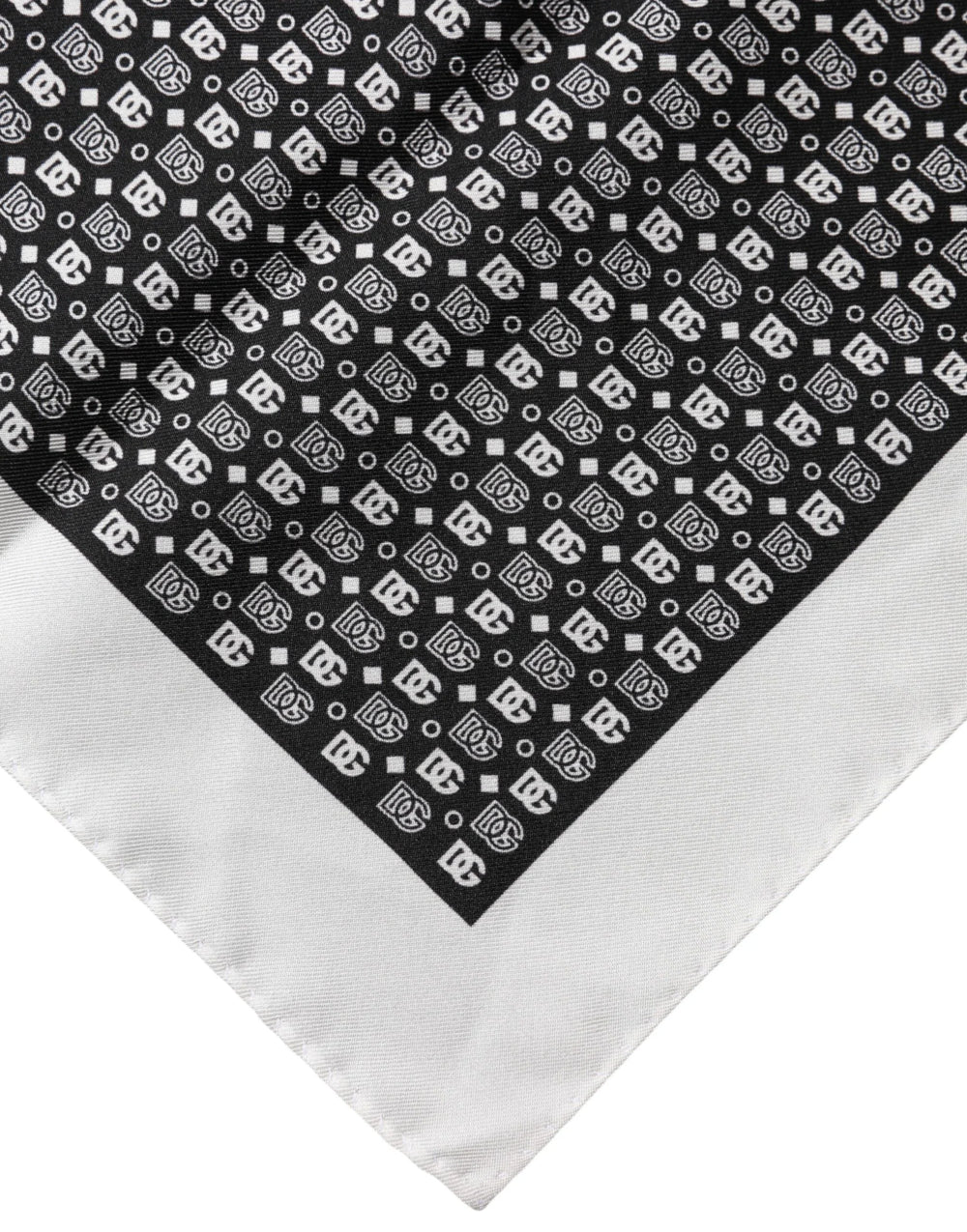 Dolce & Gabbana White Black Patterned Square Foulard Scarf