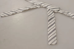 Dolce & Gabbana White Black Polka Dot 100% Silk Neck Papillon Bow Tie - Neckties