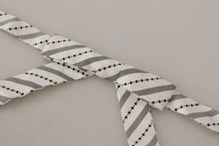 Dolce & Gabbana White Black Polka Dot 100% Silk Neck Papillon Bow Tie - Neckties