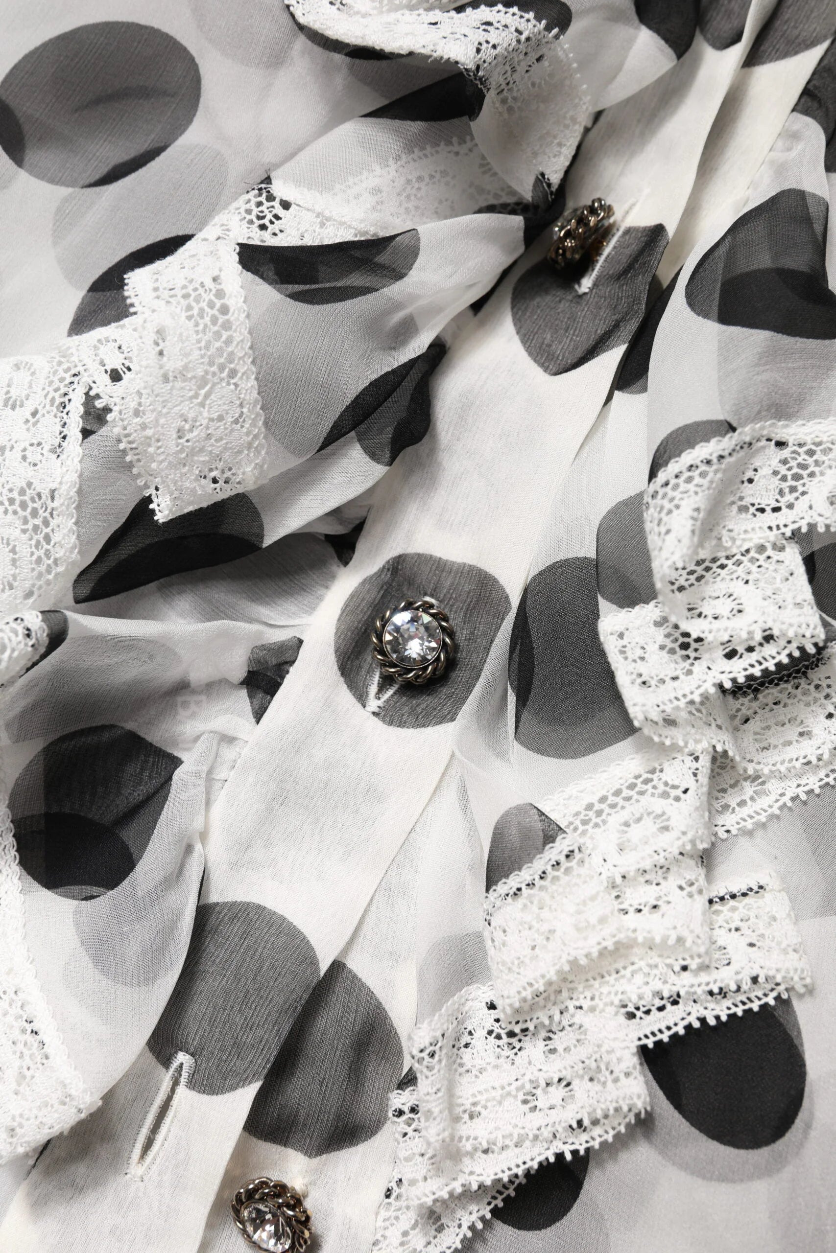 Dolce & Gabbana White Black Polka Dot Cotton Sleeveless Top - Blouses