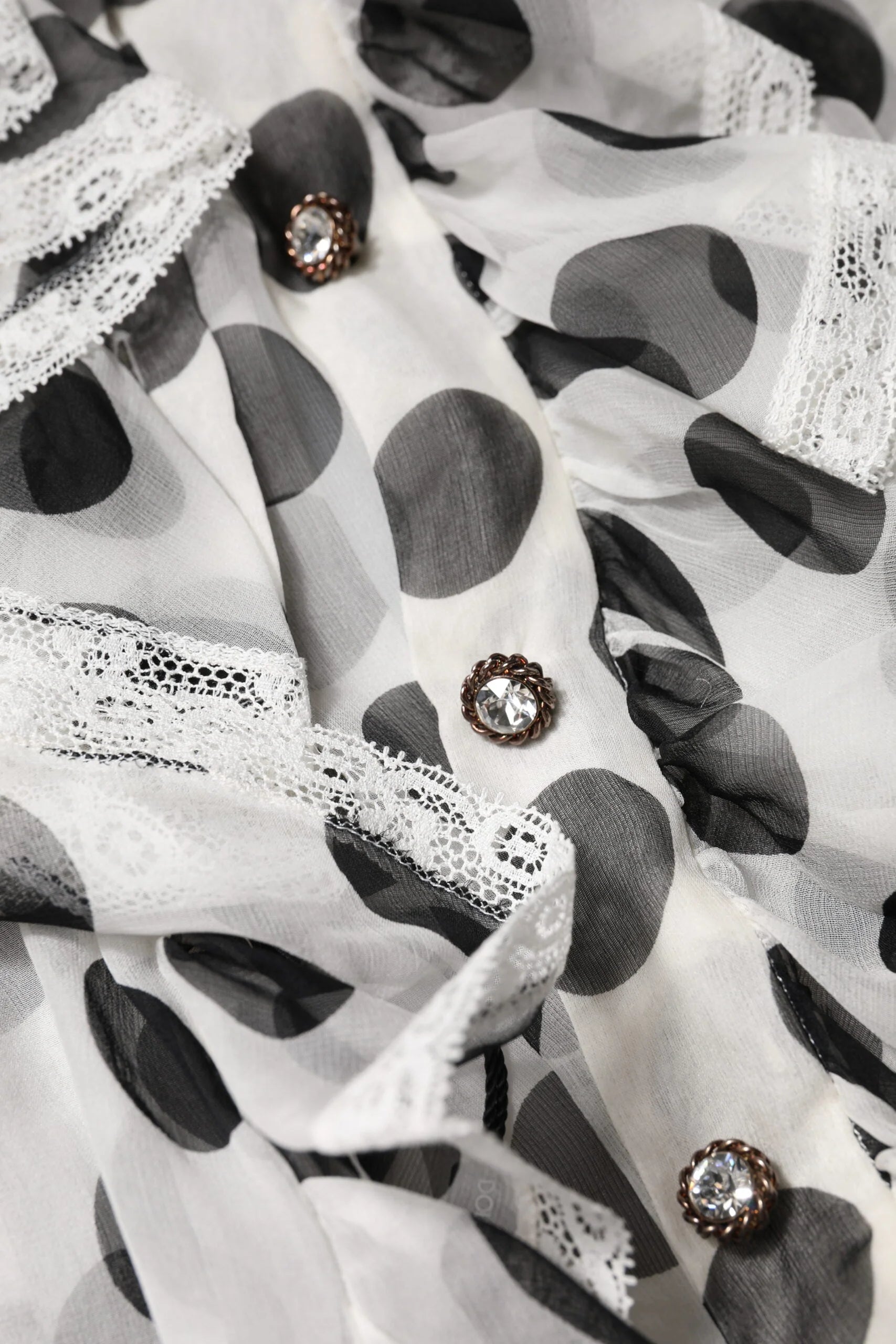 Dolce & Gabbana White Black Polka Dot Cotton Sleeveless Top - Blouses