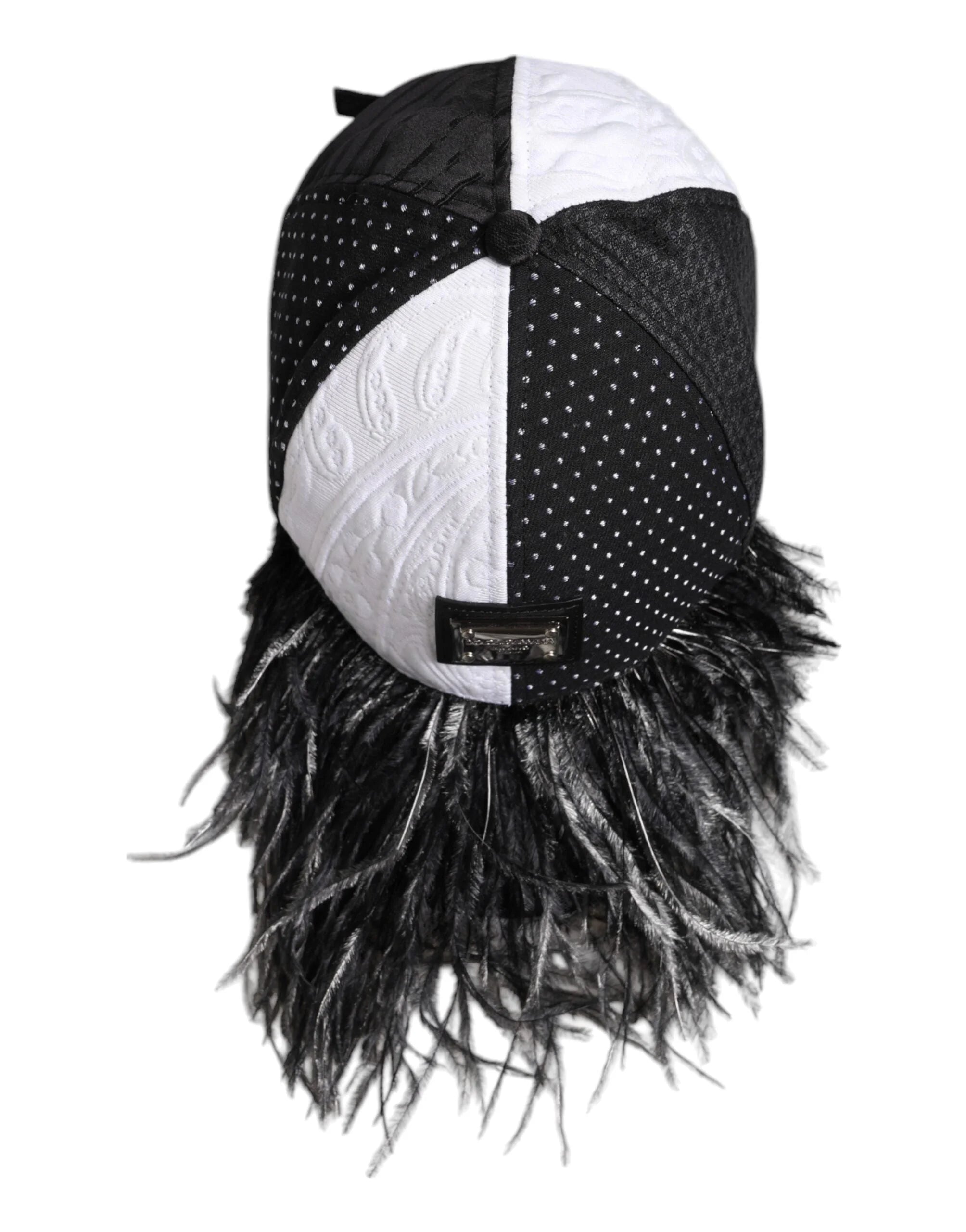 Dolce & Gabbana White Black Polka Dot Feathers Baseball Cap - 56 cm|XS - Baseball Caps
