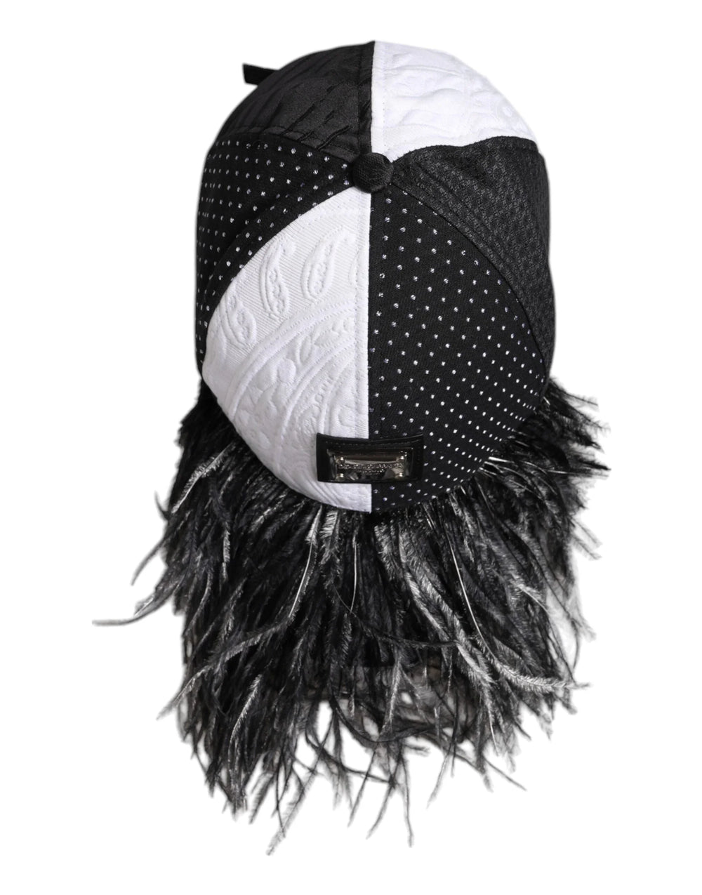 Dolce & Gabbana White Black Polka Dot Feathers Baseball Cap - 56 cm|XS - Baseball Caps