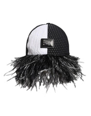 Dolce & Gabbana White Black Polka Dot Feathers Baseball Cap - 56 cm|XS - Baseball Caps