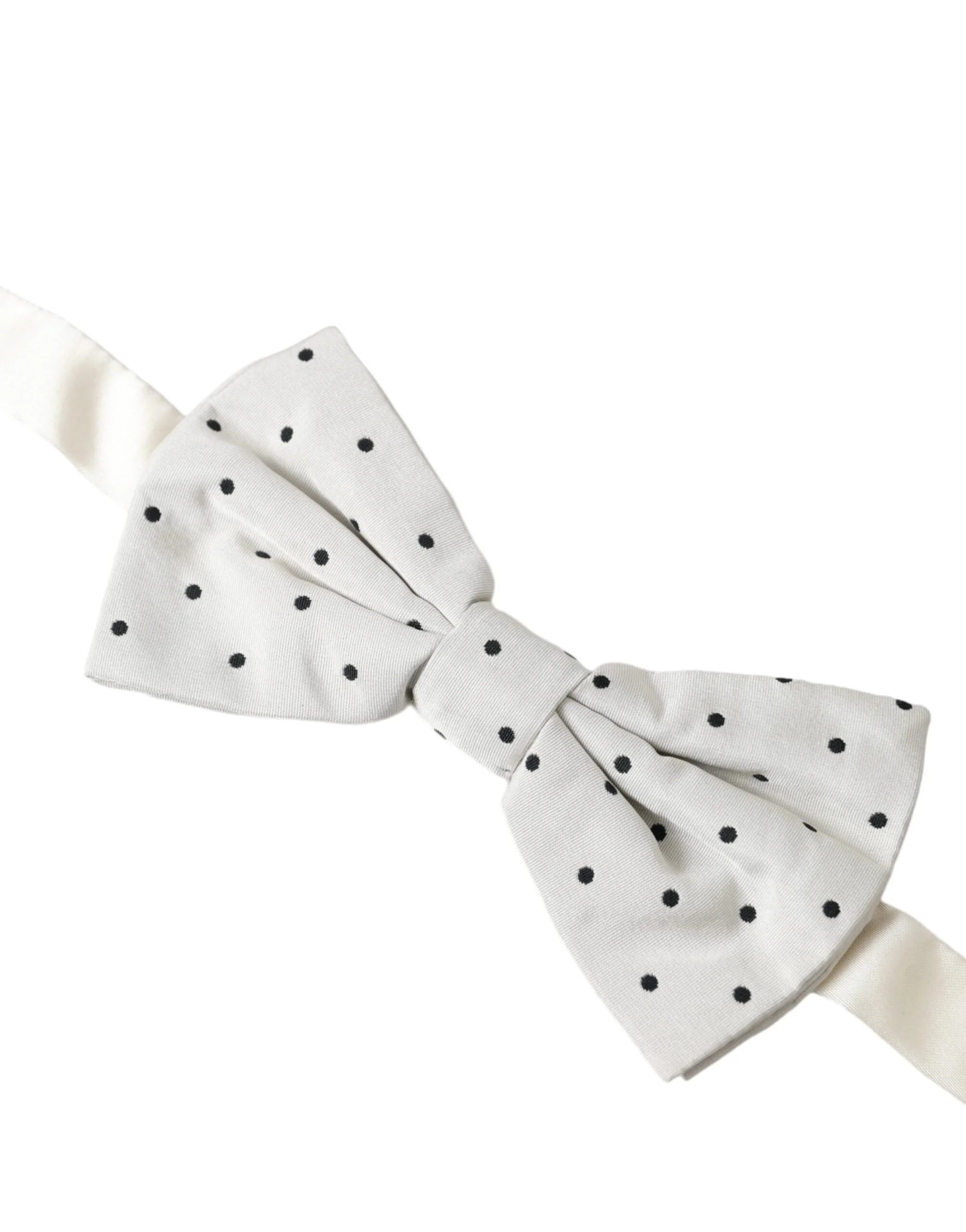 Dolce & Gabbana White Black Polka Dot Polyester Bow Tie Men - Neckties