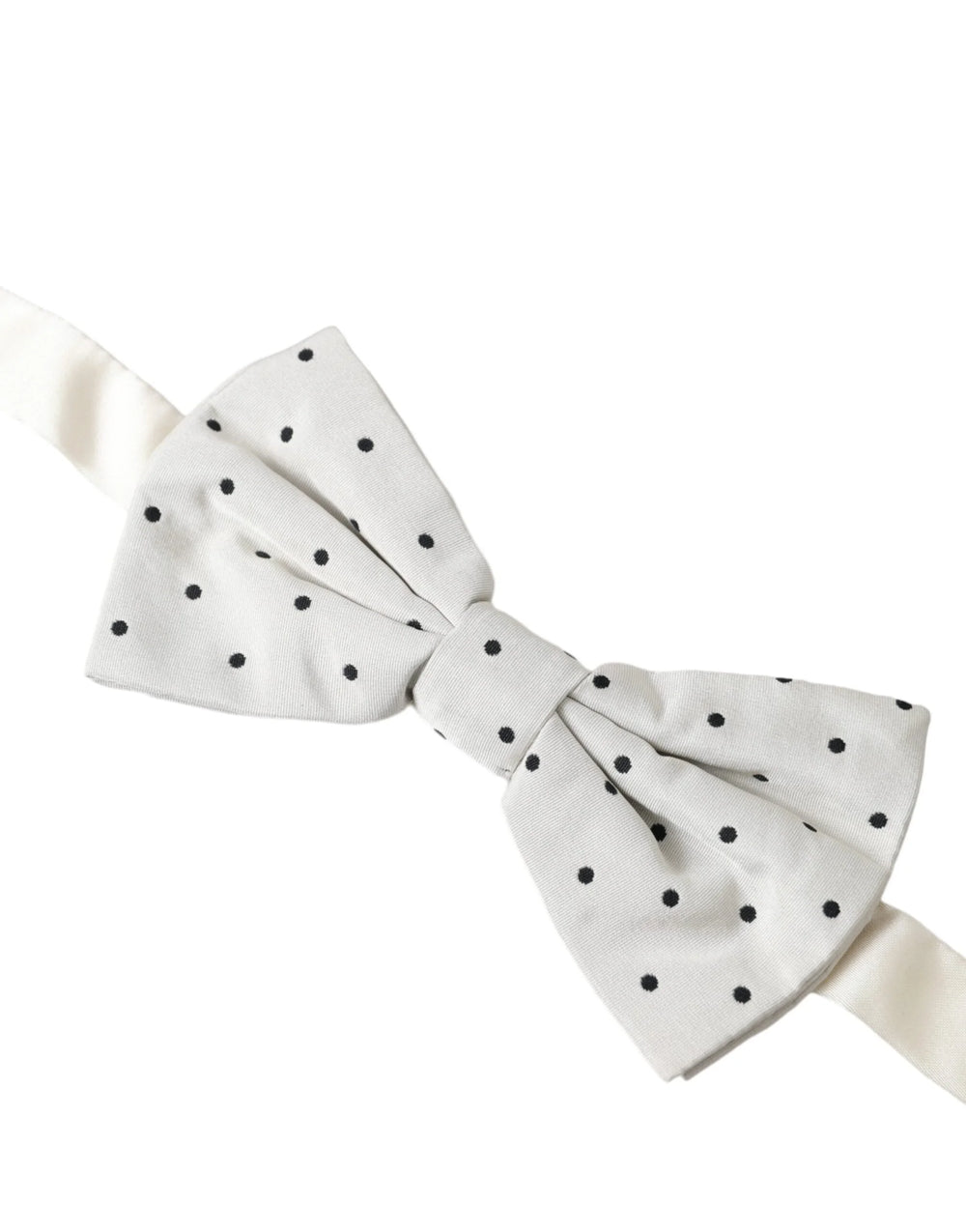 Dolce & Gabbana White Black Polka Dot Polyester Bow Tie Men - Neckties