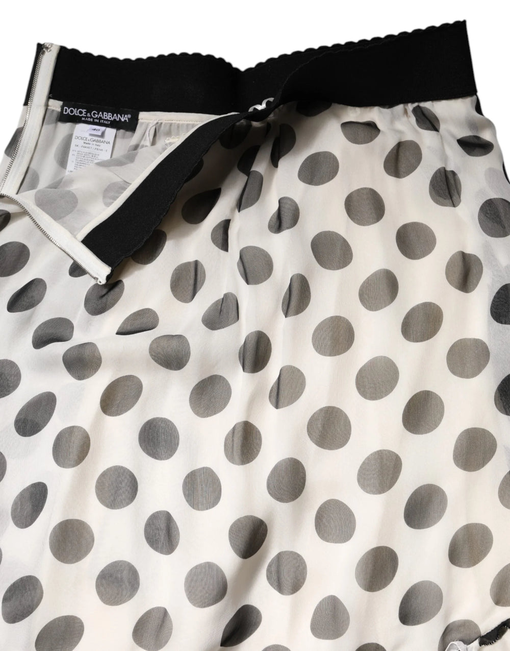 Dolce & Gabbana White Black Polka Dots Knee Length Skirt - Skirts