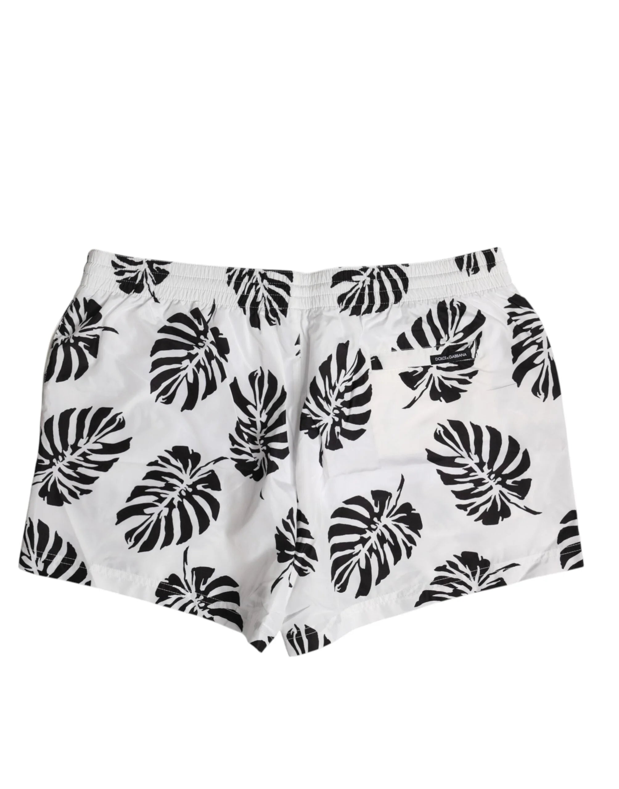 Dolce & Gabbana White Black Print Beachwear Shorts Swimwear - IT6| L - Swim Boxers
