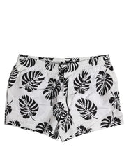 Dolce & Gabbana White Black Print Beachwear Shorts Swimwear - IT6| L - Swim Boxers