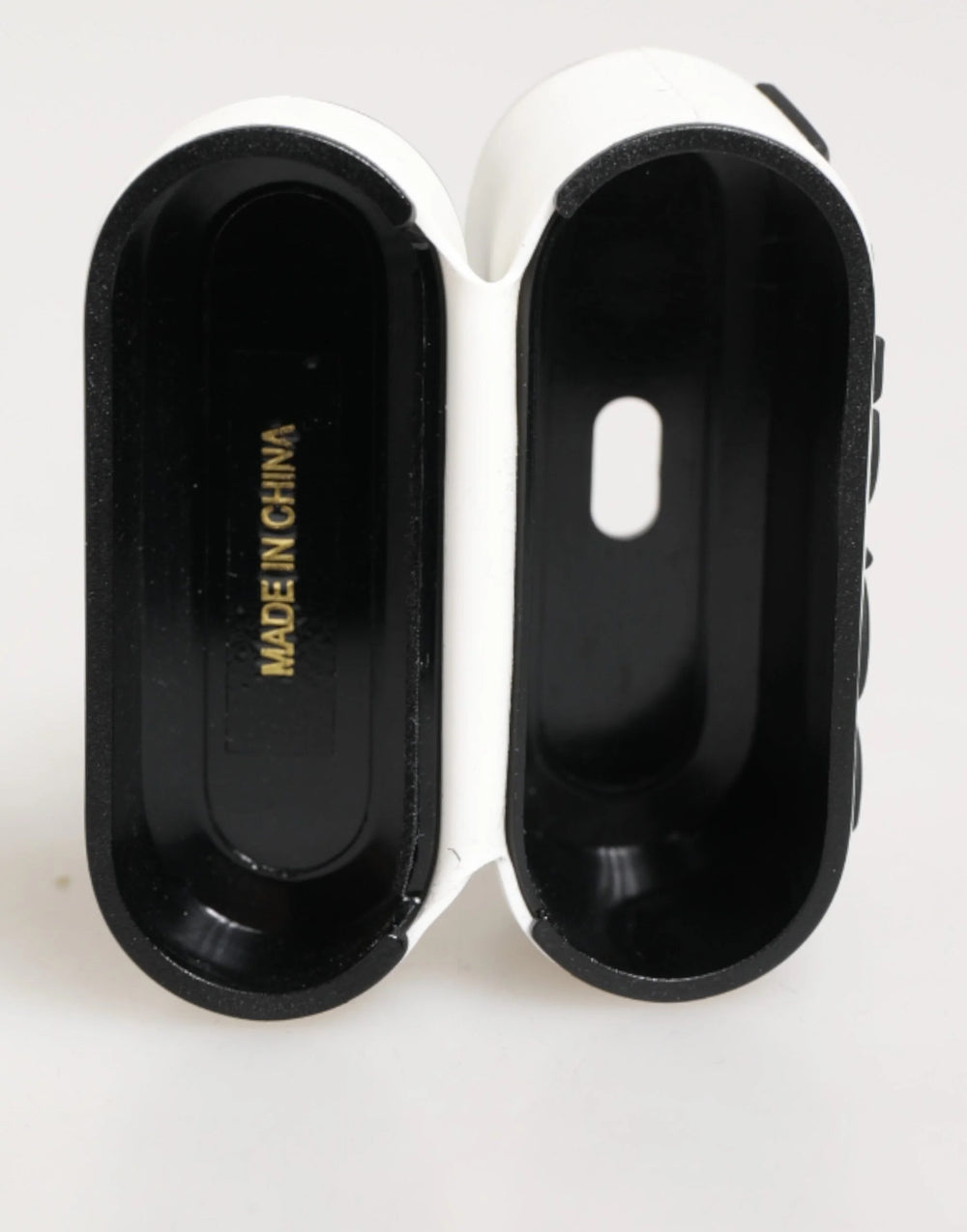 Dolce & Gabbana White Black Rubber Logo Embossed Accessory Airpods Case - Headphone Carrying Cases