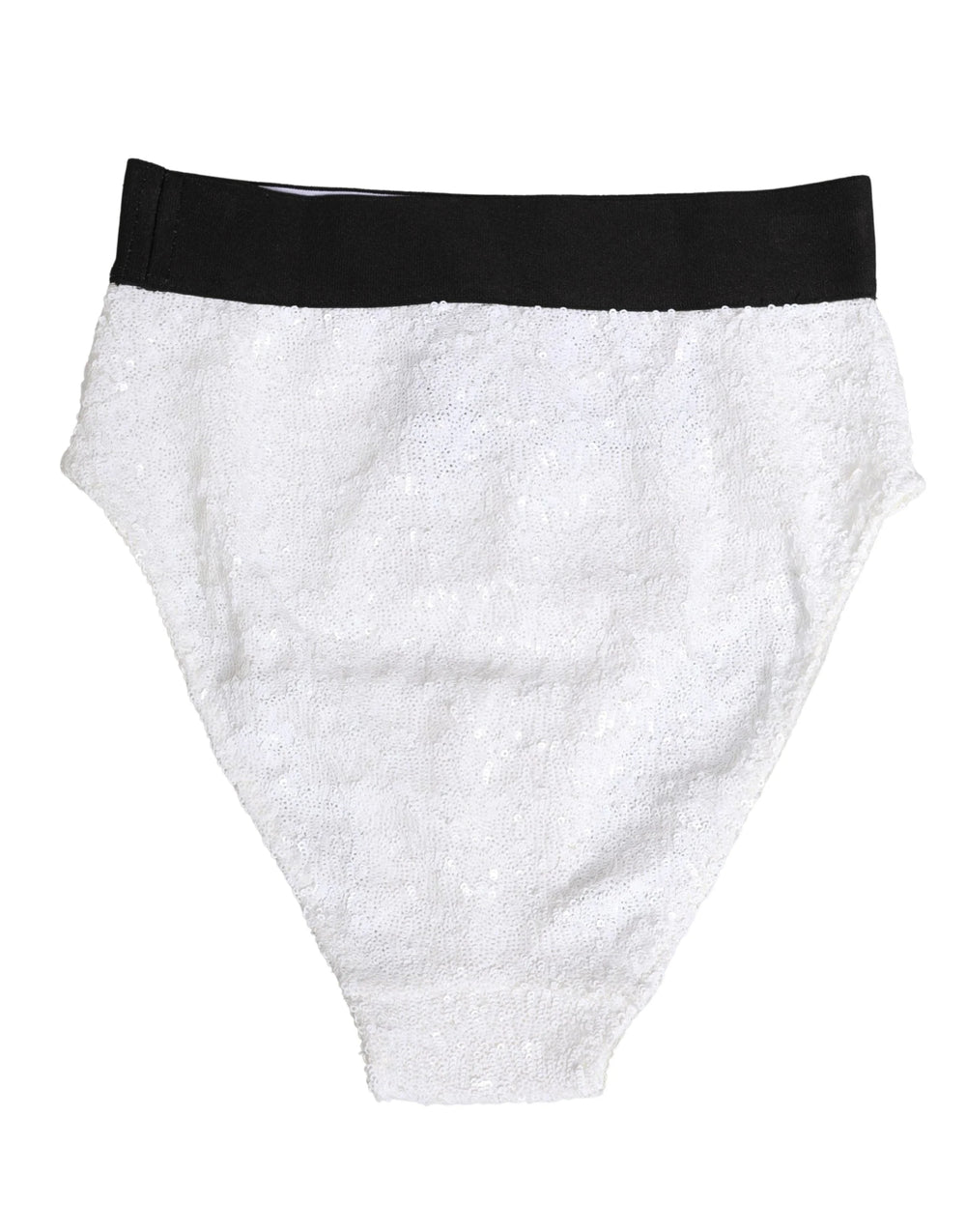 Dolce & Gabbana Witte Zwarte Pailletten Hoge Taille Slip Ondergoed - IT2 | S