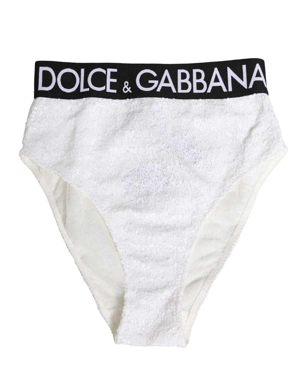 Dolce & Gabbana Witte Zwarte Sequins Hoge Taille Slip Ondergoed - IT2 | S