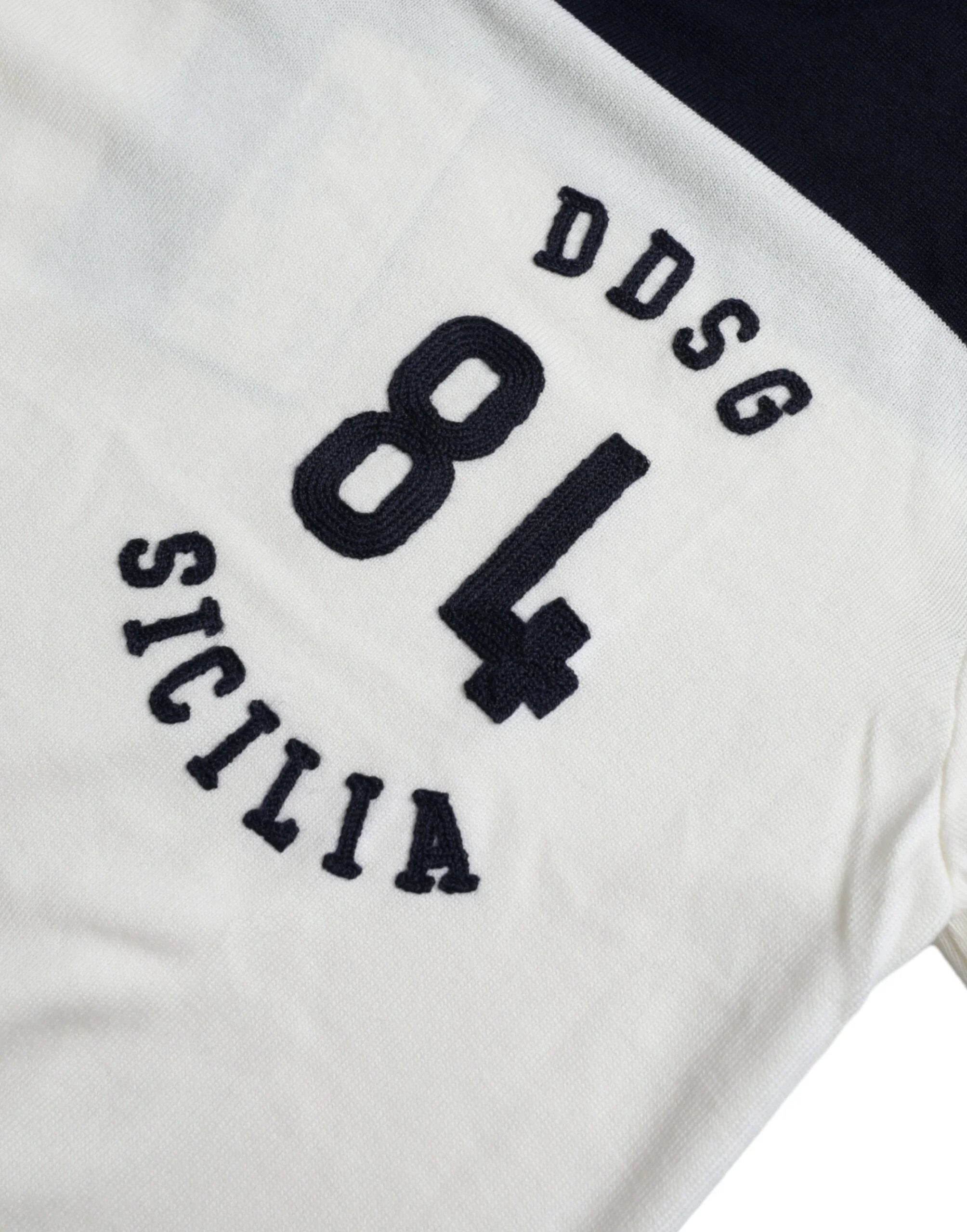 Dolce & Gabbana White Black SICILIA Henley Shirt Pullover Sweater - IT44 | XS - Sweaters