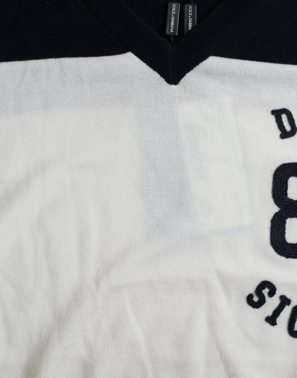 Dolce & Gabbana White Black SICILIA Henley Shirt Pullover Sweater - IT44 | XS - Sweaters