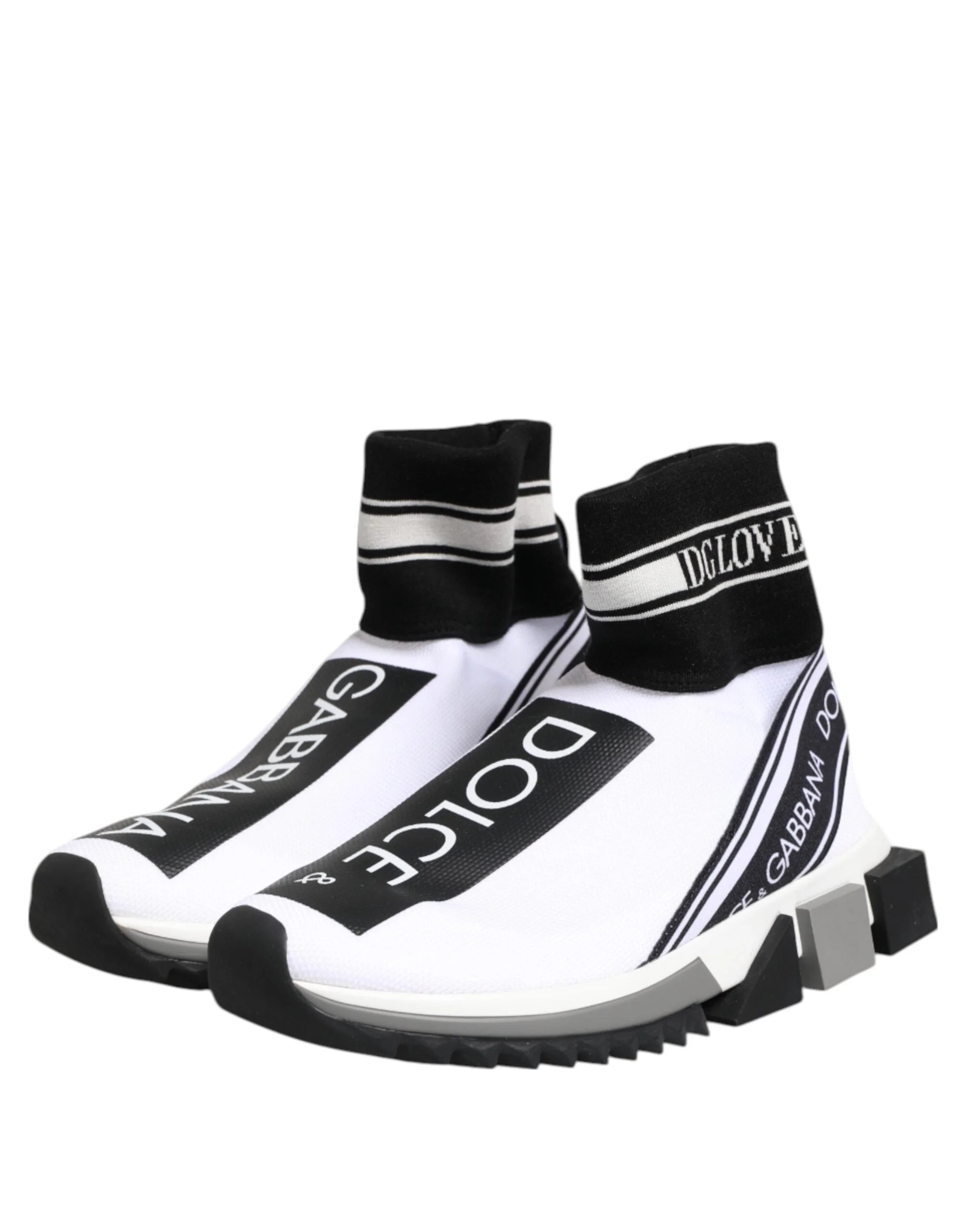 Dolce & Gabbana White Black Sorrento Socks Sneakers Shoes - Sneakers