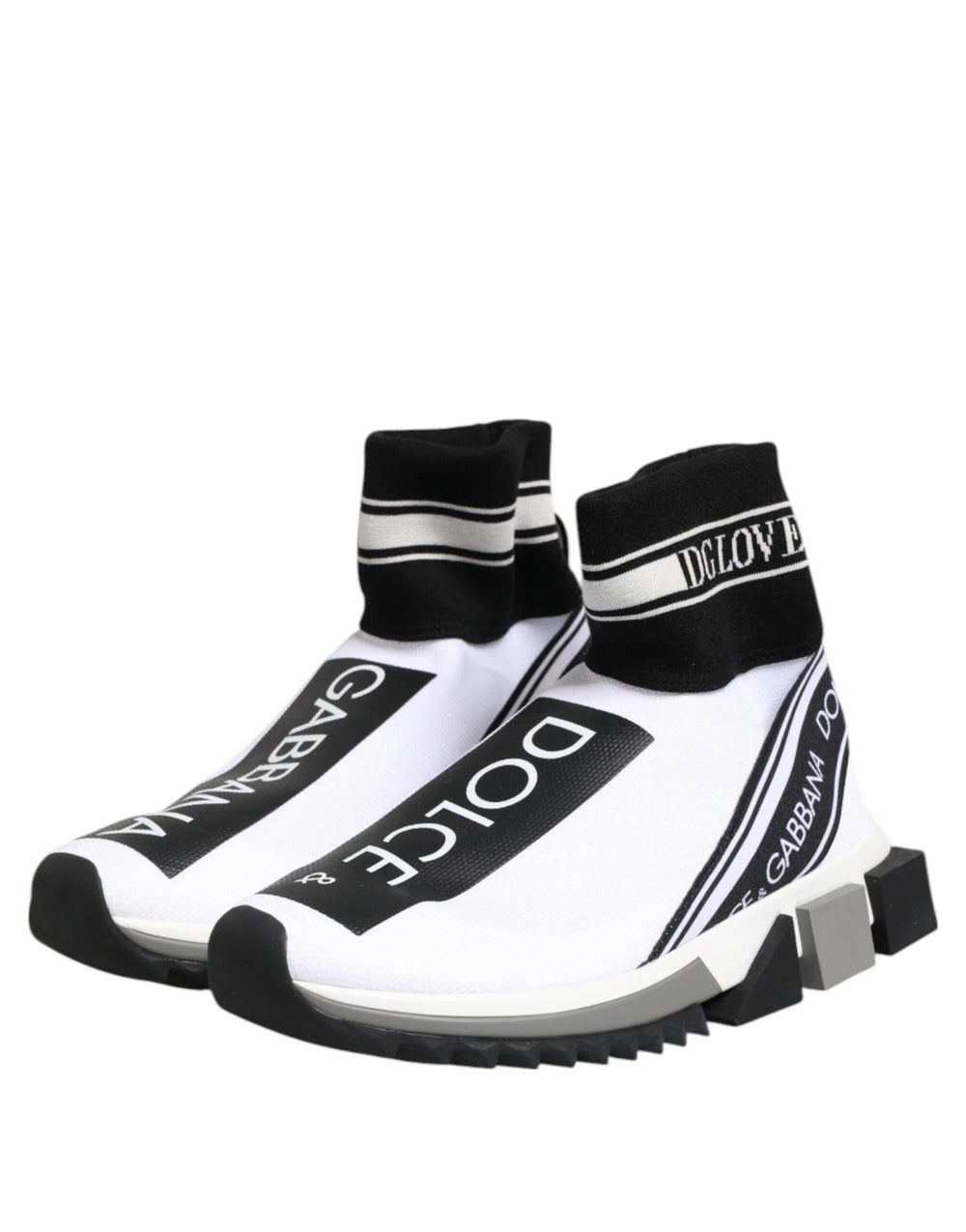 Dolce & Gabbana White Black Sorrento Socks Sneakers Shoes - Sneakers