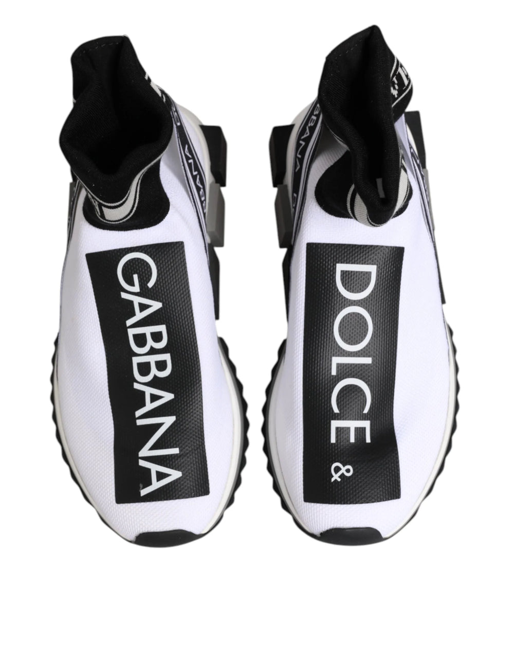 Dolce & Gabbana White Black Sorrento Socks Sneakers Shoes - Sneakers