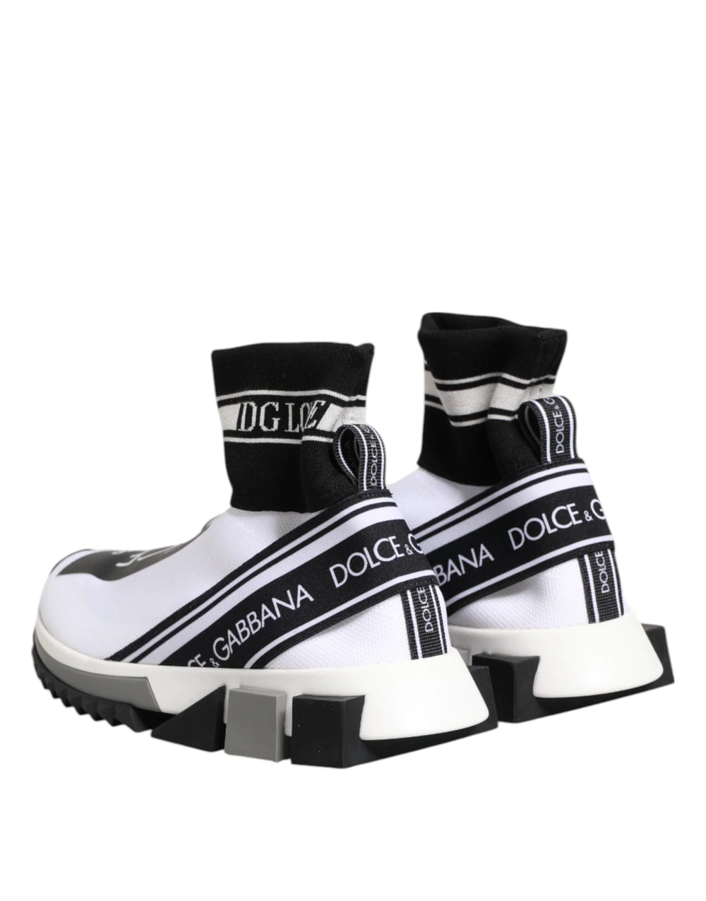 Dolce & Gabbana White Black Sorrento Socks Sneakers Shoes - Sneakers