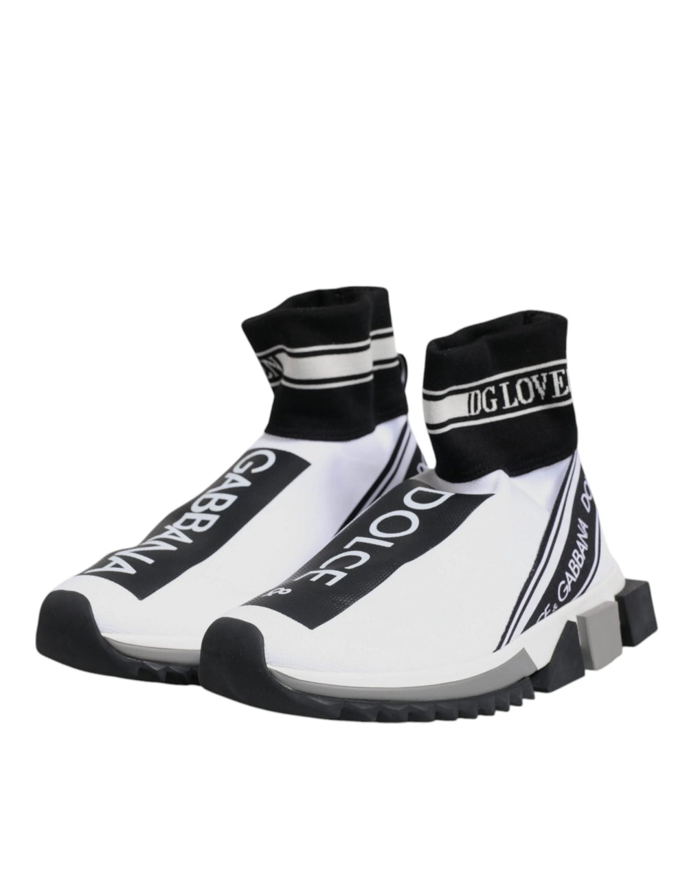 Dolce & Gabbana White Black Sorrento Socks Sneakers Shoes - Sneakers