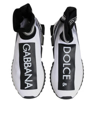 Sideprofil af Dolce & Gabbana Sorrento sneakers med en geometrisk chunky sål og stretch-mesh-overdel.