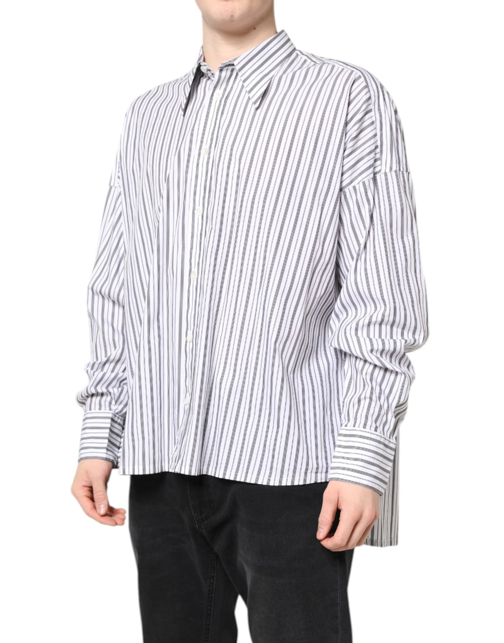 Dolce & Gabbana White Black Stripe Button Down Casual Shirt - IT40 | M - Shirts