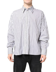 Dolce & Gabbana White Black Stripe Button Down Casual Shirt - IT40 | M - Shirts