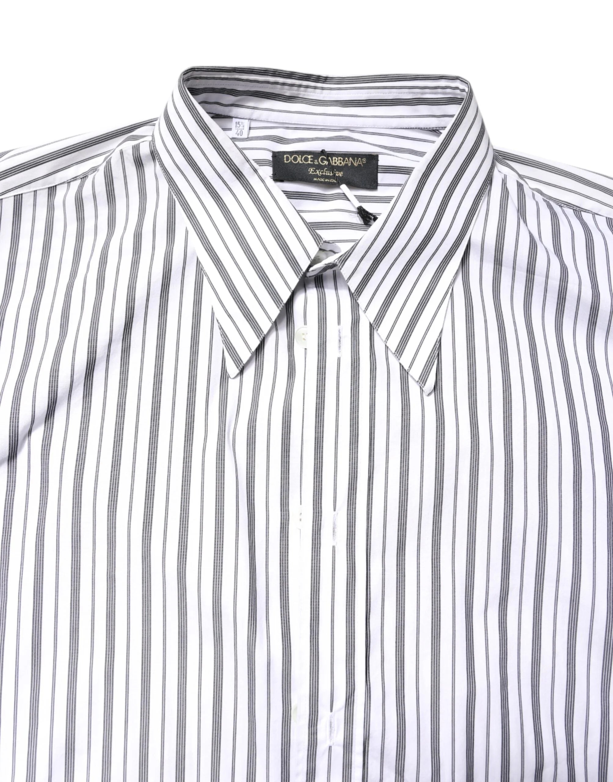 Dolce & Gabbana White Black Stripe Button Down Casual Shirt - IT40 | M - Shirts