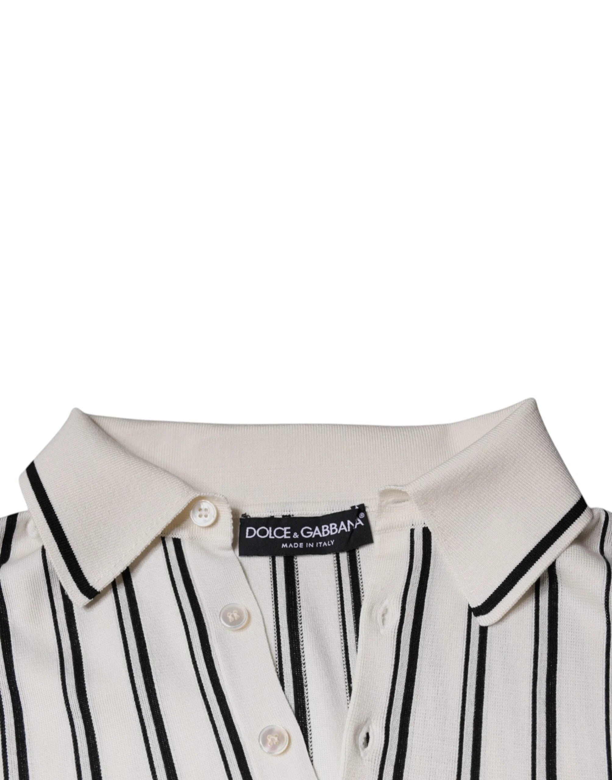 Dolce & Gabbana White Black Stripe Polo Short Sleeve T-shirt - IT44 | XS - Polos
